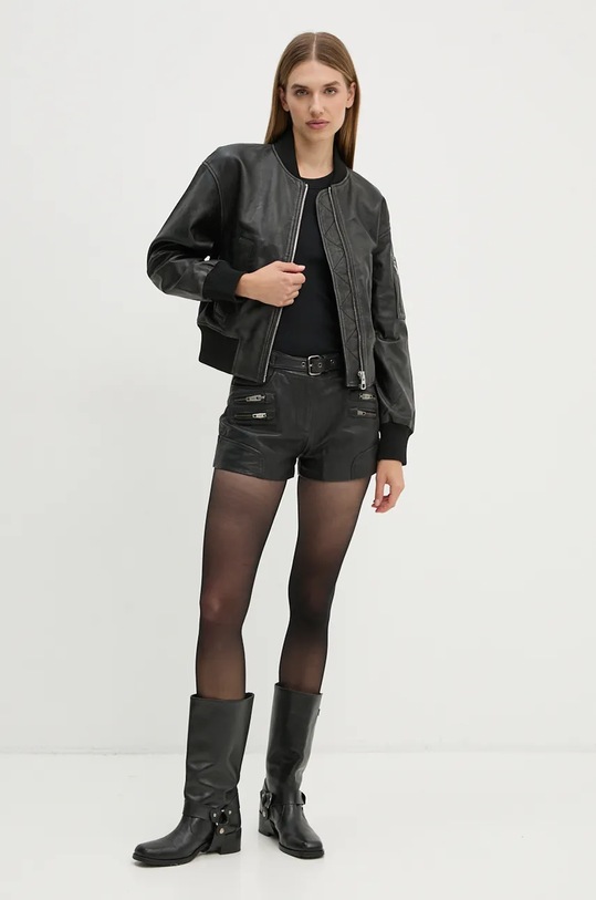 The Kooples shorts in pelle FSHO29010K nero AW24