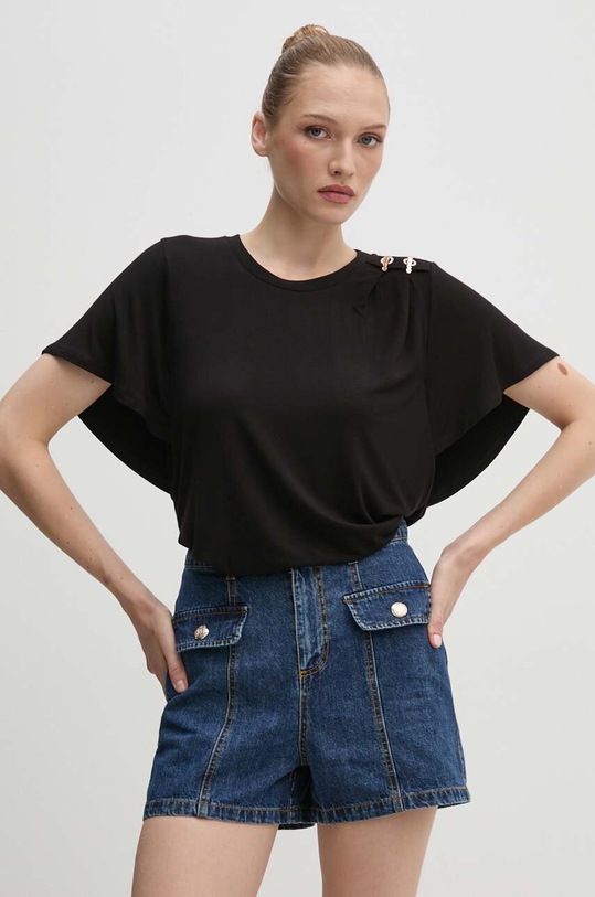Morgan pantaloni scurti jeans SHETEL bumbac albastru SHETEL