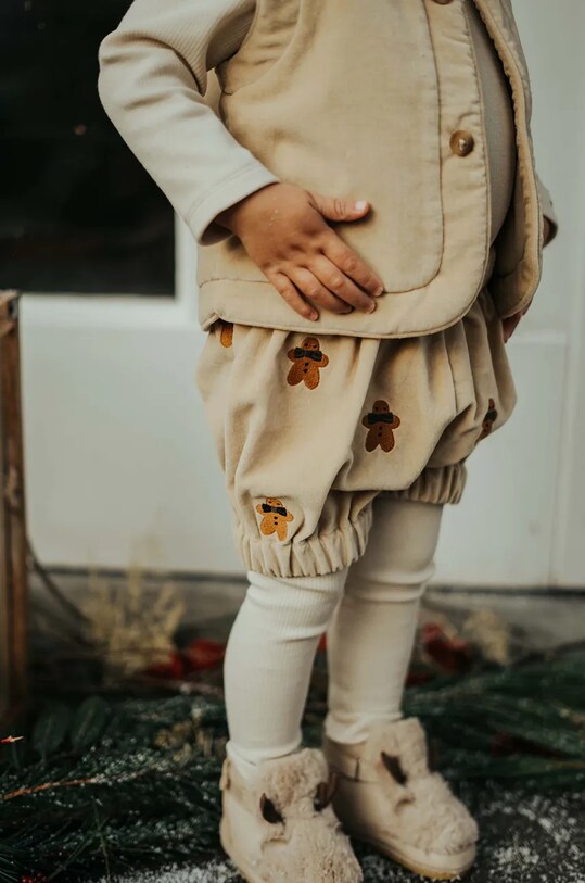 Donsje szorty bawełniane niemowlęce Azizie Bloomers Gingerbreads wzorzyste beżowy 4082801