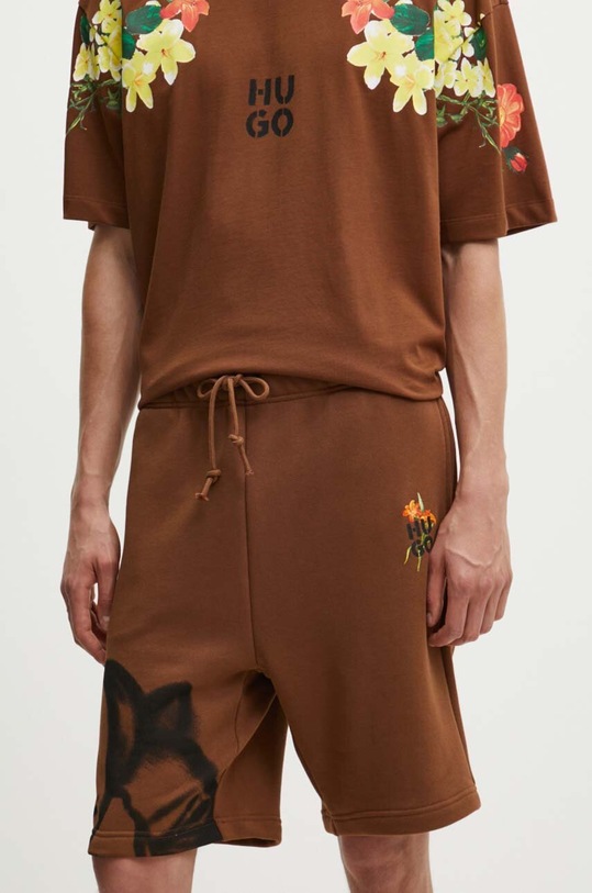 Kraťasy HUGO pletenina hnědá 50517824