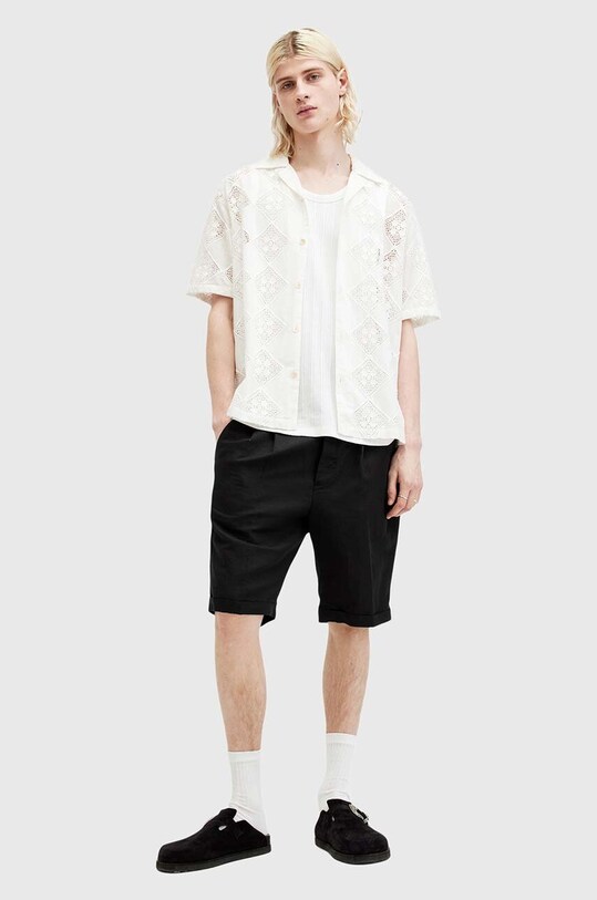 Plátěné kraťasy AllSaints ORA TALLIS látka černá M013TA