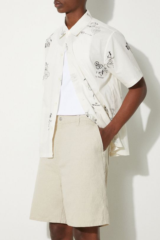 Carhartt WIP linen blend shorts Walter Single Knee Short fabric beige I033583.502