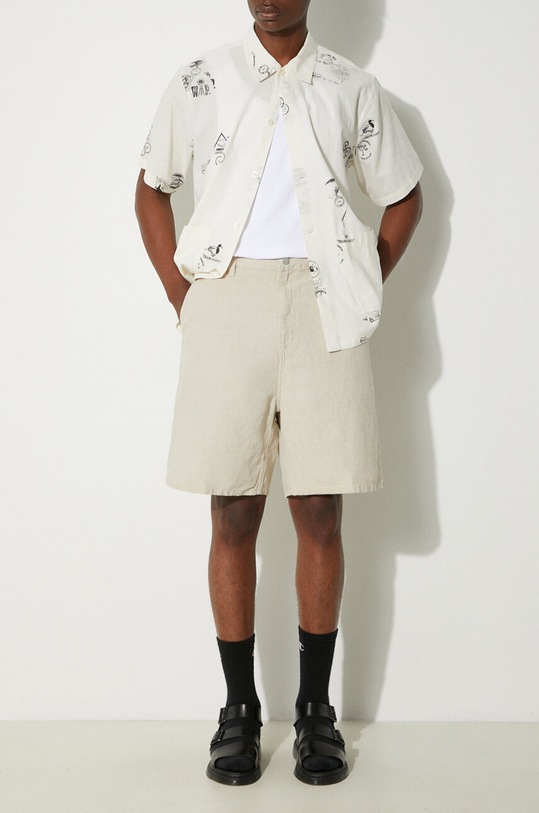 Carhartt WIP linen blend shorts Walter Single Knee Short beige I033583.502