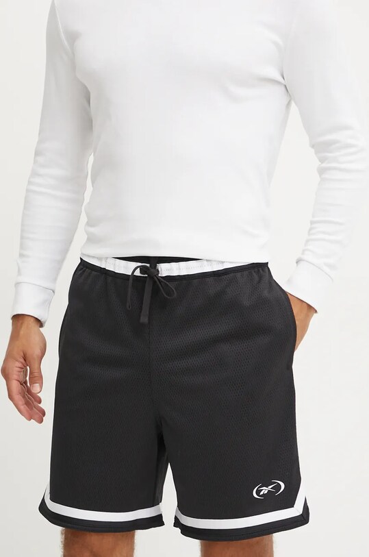 Reebok pantaloni scurți de antrenament Hoopwear Transition tricotaj negru 100205372