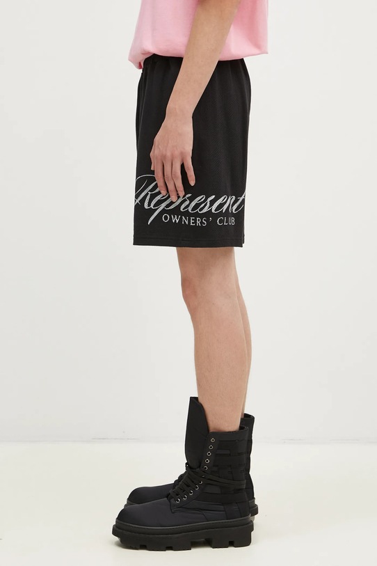 Bavlněné šortky Represent Represent Owners Club Script Mesh Shorts OCM41247.001 černá SS25