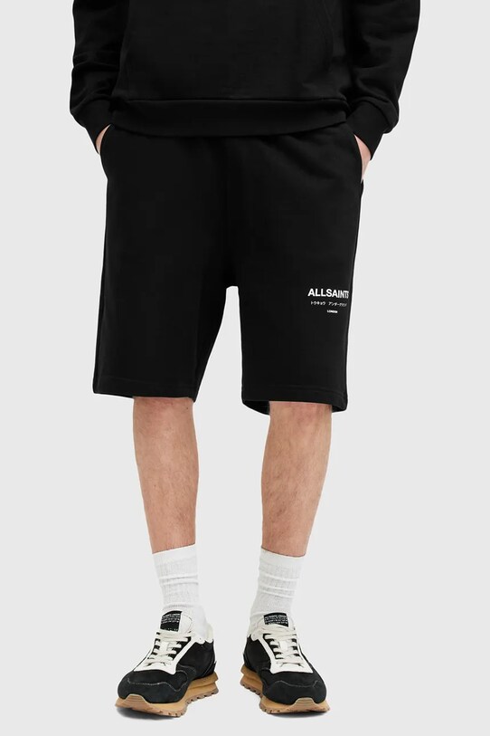 Бавовняні шорти AllSaints UNDRGRND SWEATSHORT M002TC чорний SS25