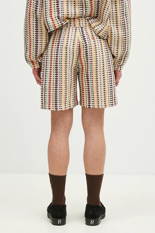 Odzież PLEASURES szorty bawełniane Stitch Shorts P24F053 beżowy