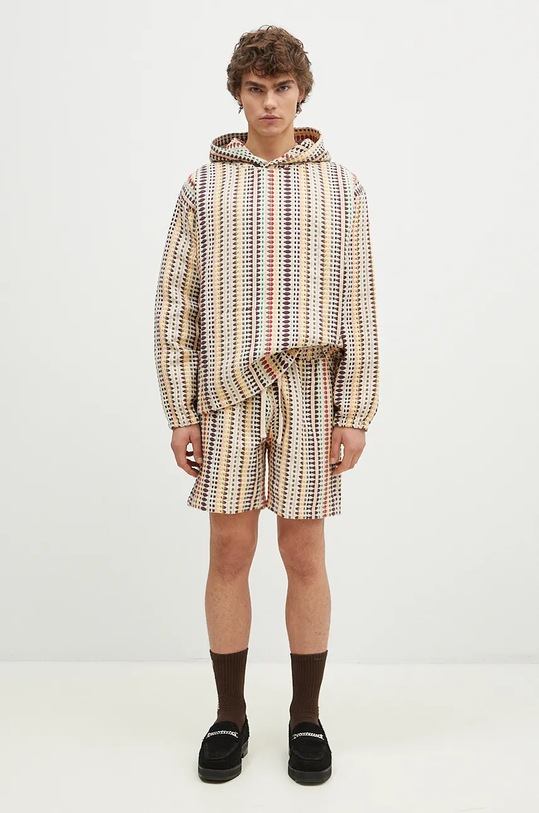 Хлопковые шорты PLEASURES Stitch Shorts P24F053 бежевый