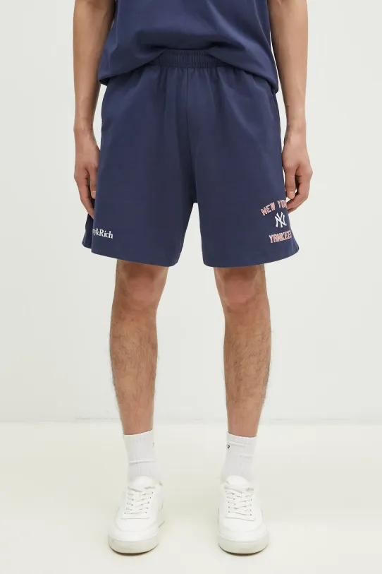 Sporty & Rich szorty bawełniane Home Run Gym nadruk granatowy SH039505300BL32