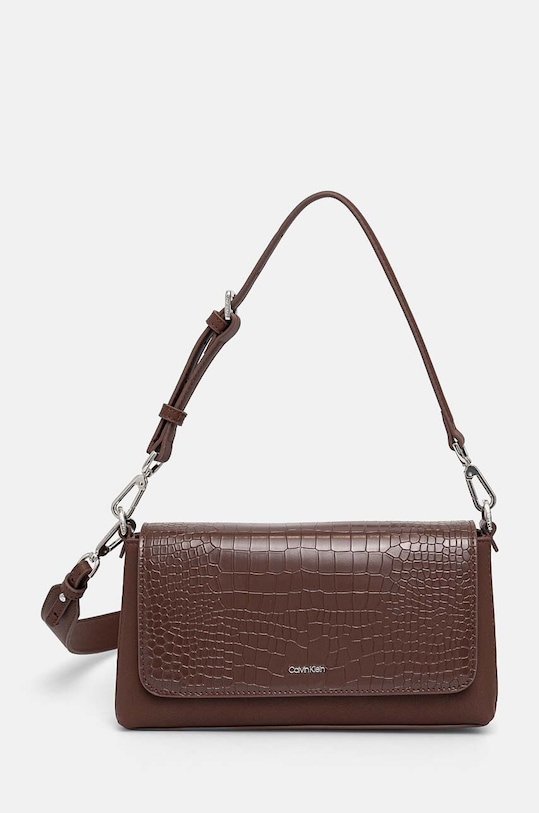 Calvin Klein torebka nie mieści A4 brązowy K60K612111