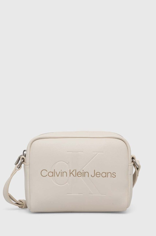 Τσάντα Calvin Klein Jeans απομίμηση λείου δέρματος μπεζ K60K612220