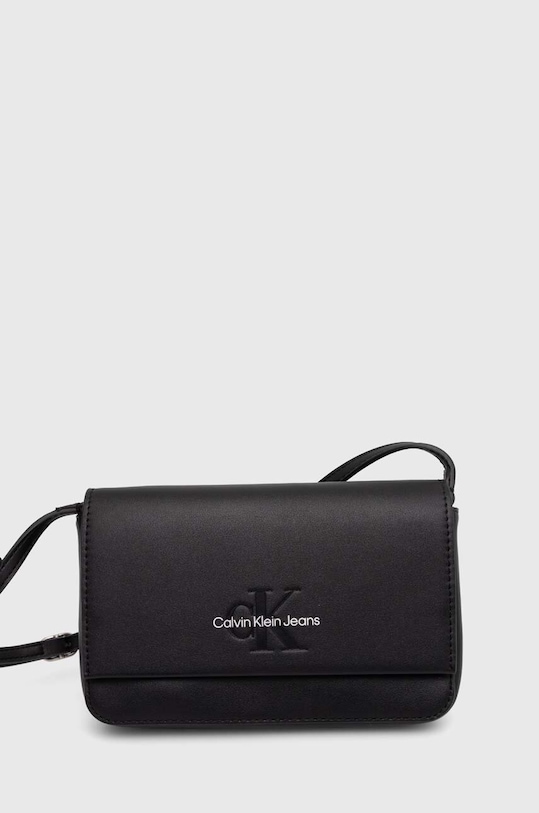 Τσάντα Calvin Klein Jeans απομίμηση λείου δέρματος μαύρο K60K612375
