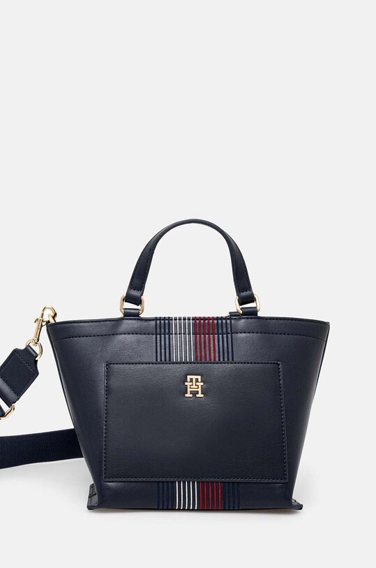 Τσάντα Tommy Hilfiger απομίμηση λείου δέρματος σκούρο μπλε AW0AW16708