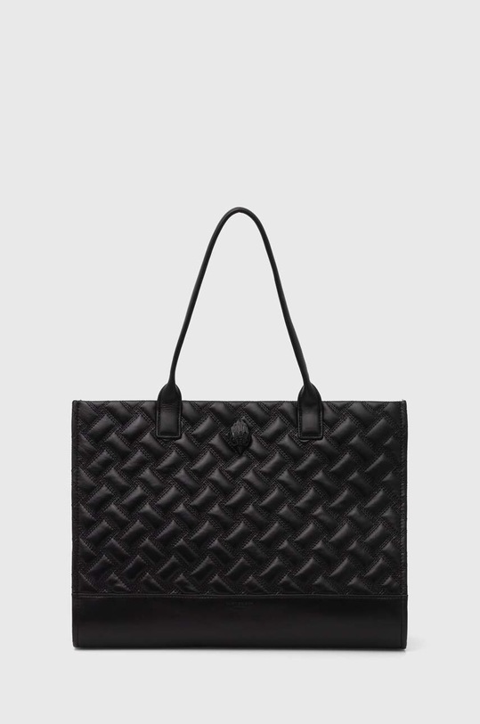 Kožená kabelka Kurt Geiger London KENSINGTON SQ TOTE DR usňová koža čierna 2712400109