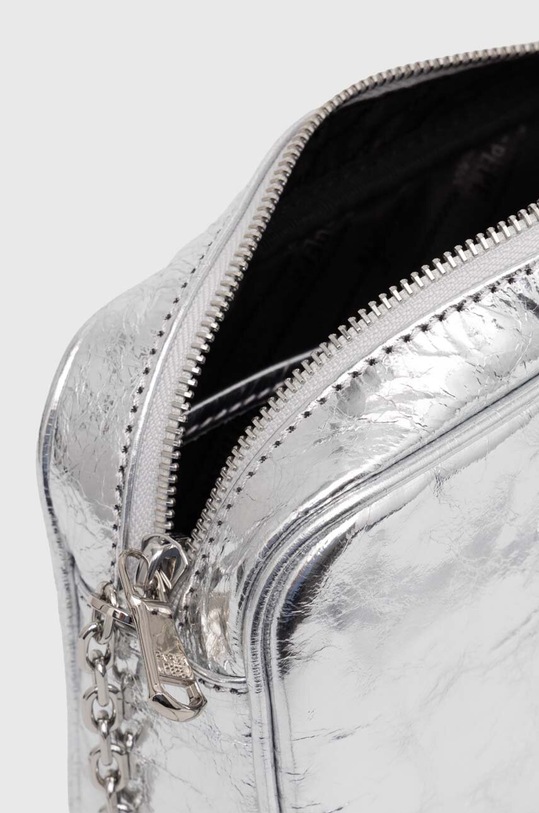 Kožená kabelka Patrizia Pepe stříbrná 8B0071.L112