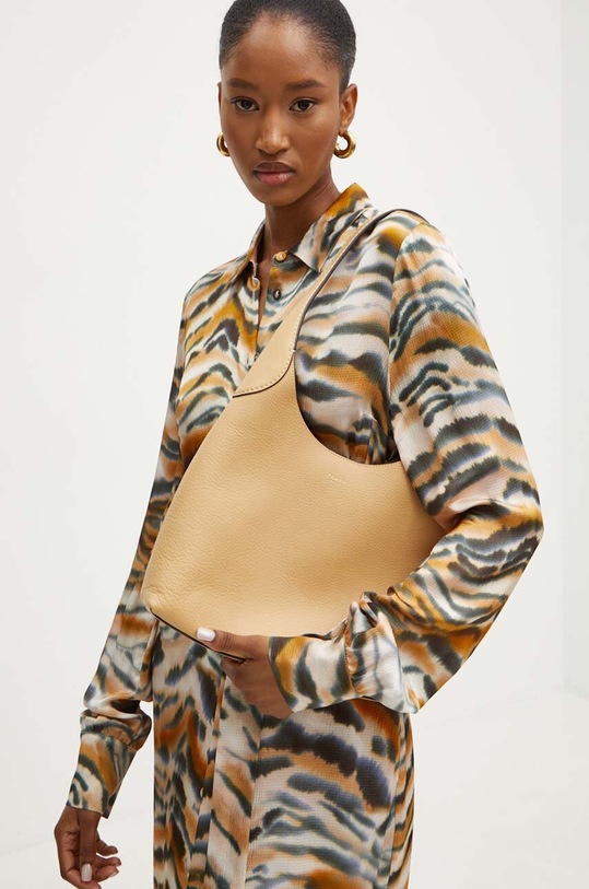 Kožená kabelka Coach CU068 žlutá