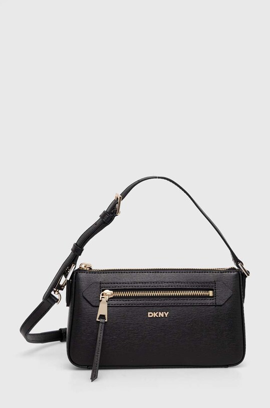 Шкіряна сумочка Dkny лицьова шкіра чорний R42HKE18