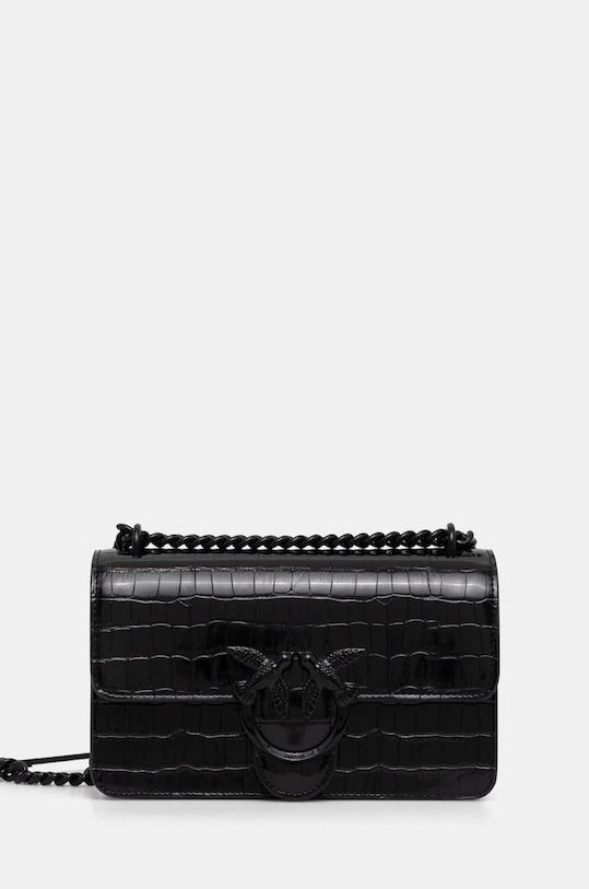 Kožená kabelka Pinko nášivka černá 100074.A1SY