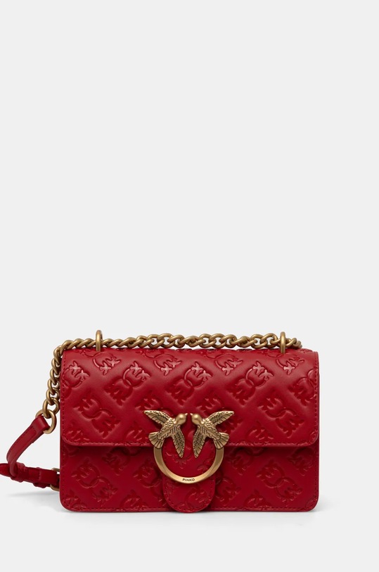 Kožená kabelka Pinko nášivka červená 100074.A1YB
