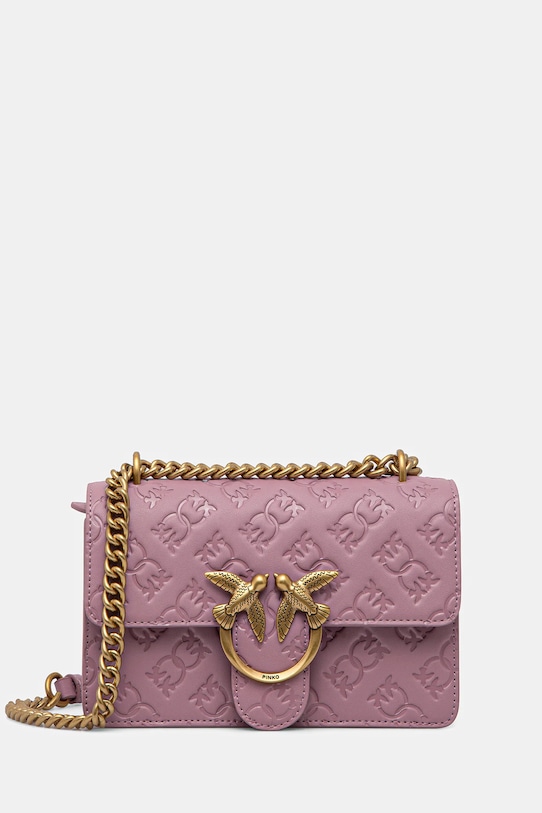 Pinko borsa a mano in pelle applique rosa 100074.A1YB