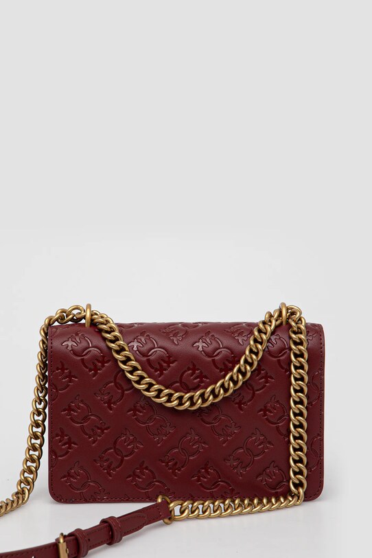 Accesorii Pinko poseta de piele 100074.A1YB burgundia