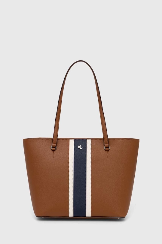Kožená kabelka Lauren Ralph Lauren usňová koža hnedá 431934895