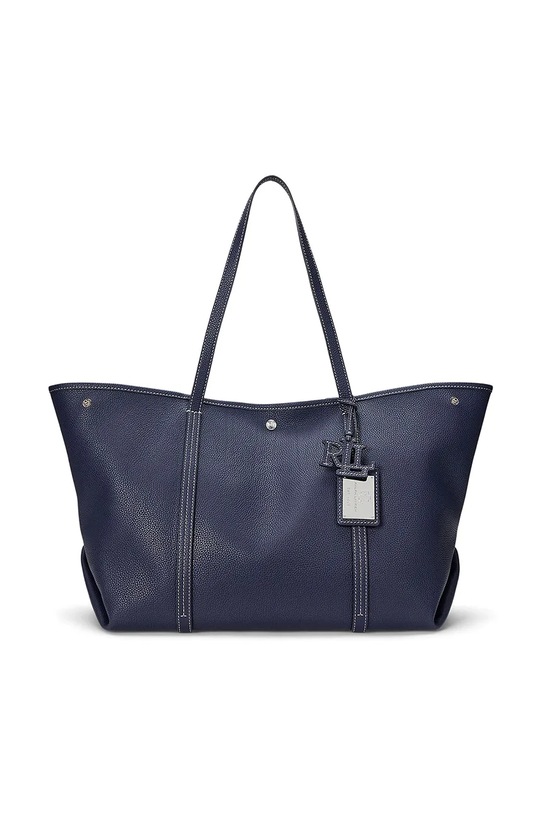 Δερμάτινη τσάντα Lauren Ralph Lauren λείο δέρμα σκούρο μπλε 431936094