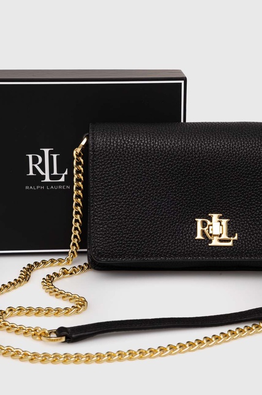 Δερμάτινη τσάντα ώμου Lauren Ralph Lauren μαύρο 432942073