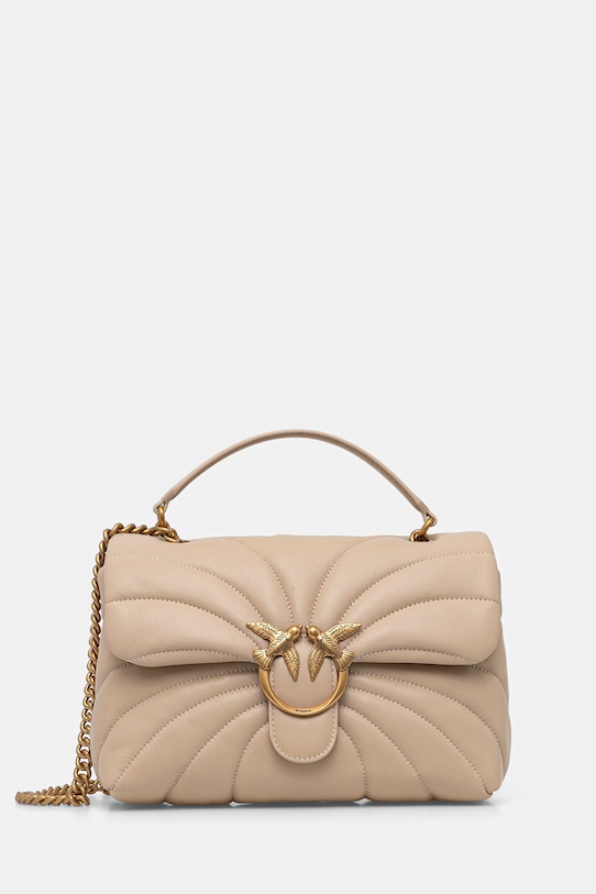 Pinko borsa a mano in pelle pelle fiore beige 100038.A1EX