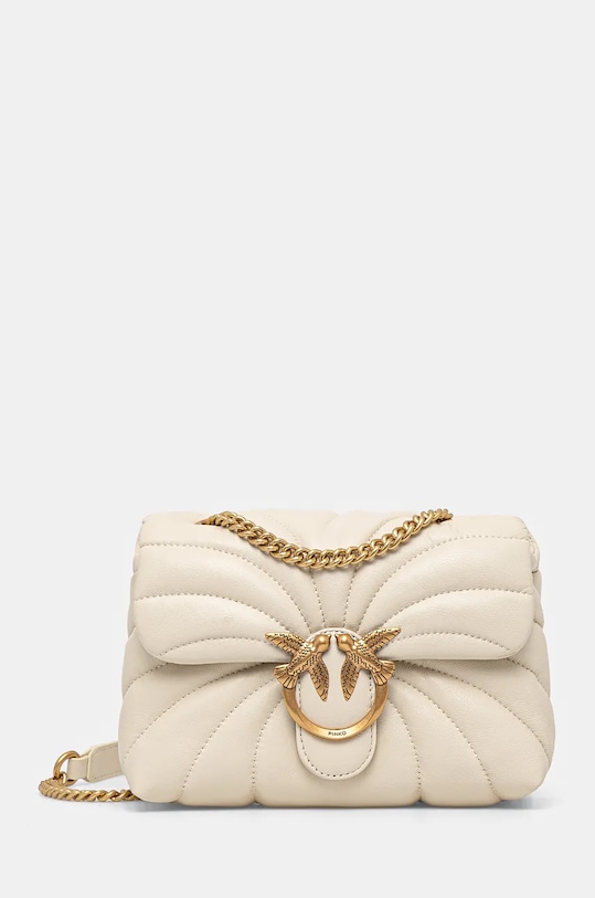 Kožna torba Pinko zrnata koža bijela 100039.A1EX