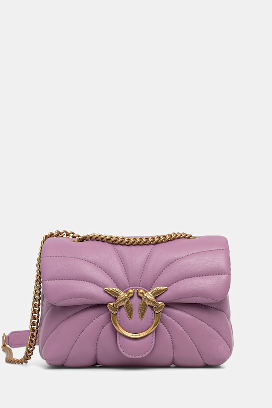 Pinko torebka skórzana nie mieści A4 fioletowy 100039.A1EX