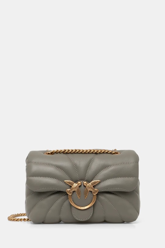 Kožená kabelka Pinko nášivka zelená 100039.A1EX