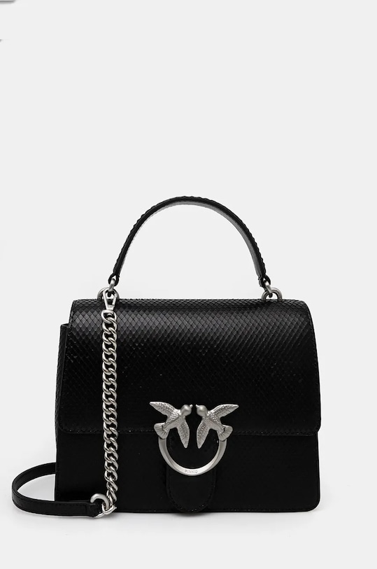Δερμάτινη τσάντα Pinko λείο δέρμα μαύρο 100066.A1VF