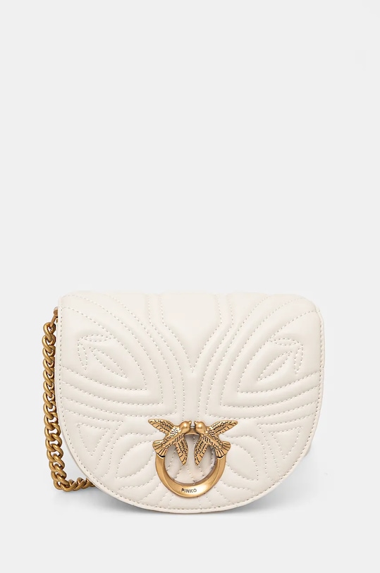 Kožená kabelka Pinko nášivka bílá 101969.A1Y8