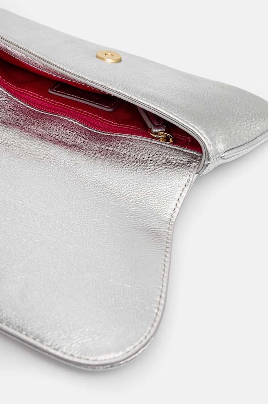 Δερμάτινη τσάντα ώμου Pinko 103516.A1WE ασημί