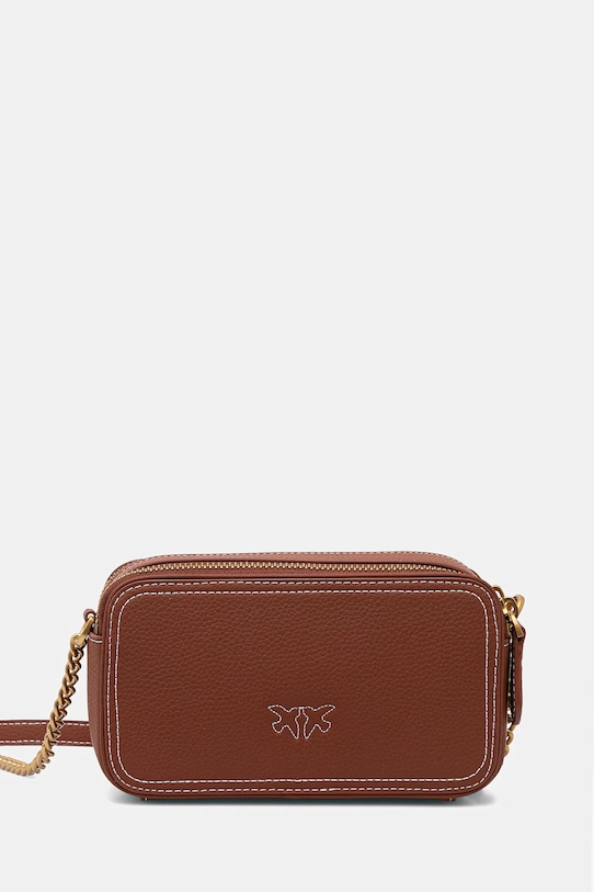 Kožená kabelka Pinko hnědá 103799.A1LF
