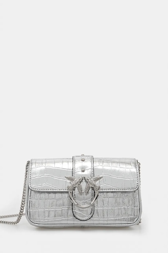 Кожаная сумочка Pinko кожа серебрянный 103838.A1W5