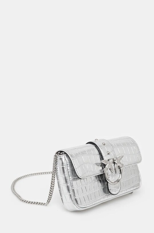 Pinko poseta de piele 103838.A1W5 argintiu AW24