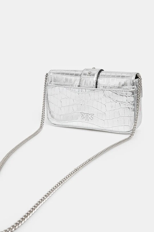 Accesorii Pinko poseta de piele 103838.A1W5 argintiu