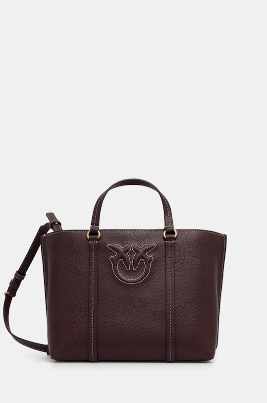 Kožená kabelka Pinko nevejde se A4 hnědá 104515.A29O