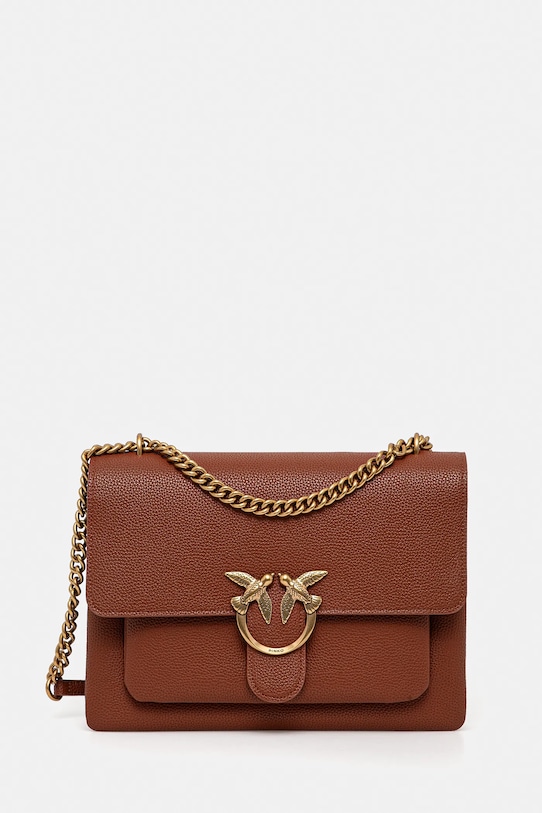 Шкіряна сумочка Pinko лицьова шкіра коричневий 104527.A29Q