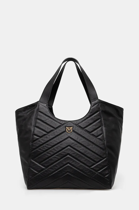 Kožená kabelka Pinko nášivka černá 104536.A29Y