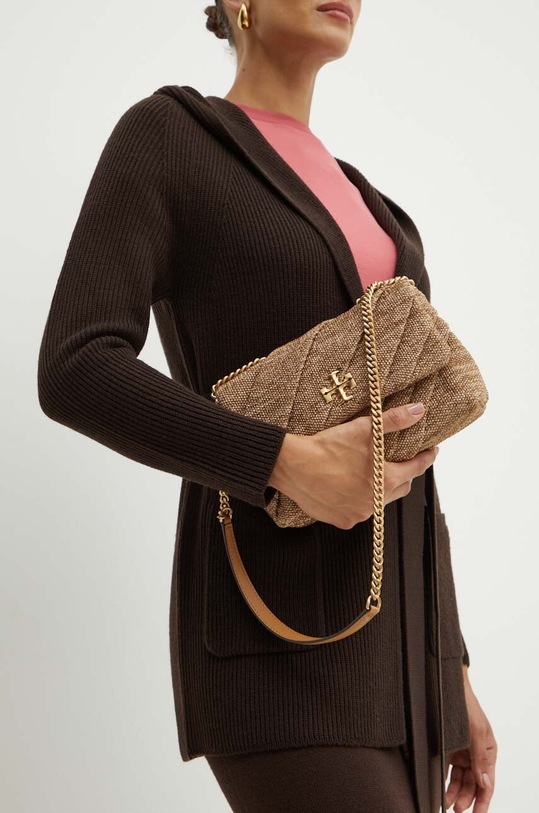 Tory Burch torebka Kira Draped Raffia Small 154828.211 beżowy