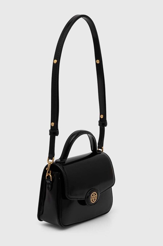 Kožna torba Tory Burch Robinson Spazzolato Small 147467.001 crna AW24