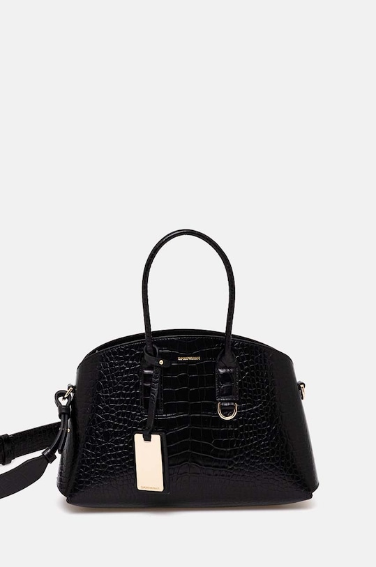Kožená kabelka Emporio Armani usňová koža čierna EW000364.AF11948
