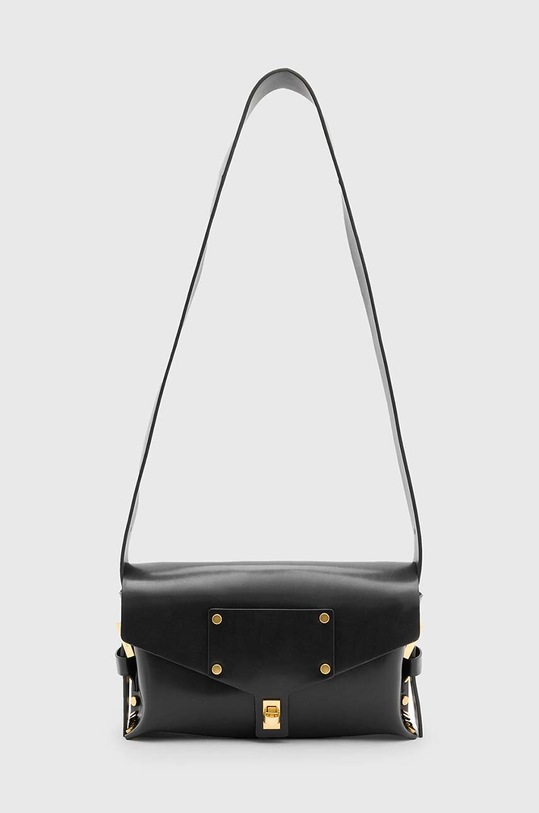 Δερμάτινη τσάντα AllSaints MIRO SATCHEL λείο δέρμα μαύρο W004XA