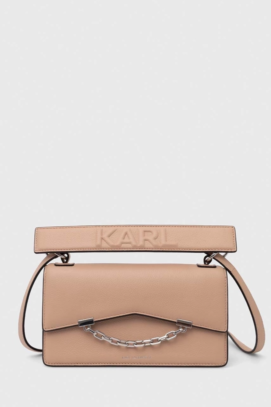 Кожаная сумочка Karl Lagerfeld аппликация розовый 245W3028