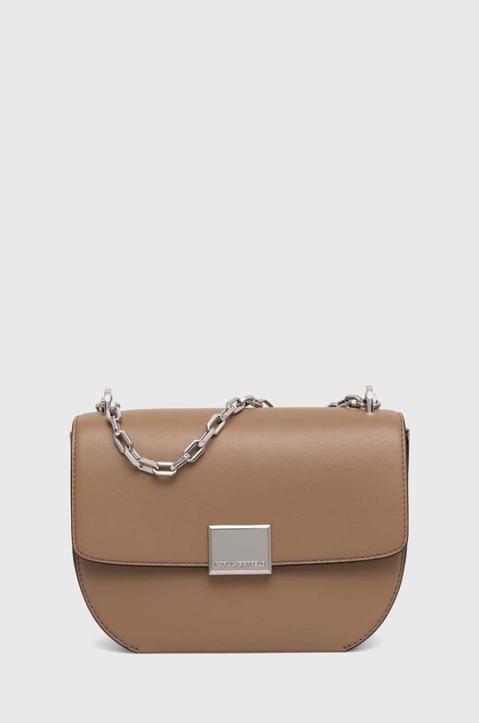 Kožená kabelka Karl Lagerfeld usňová koža hnedá 245W3057