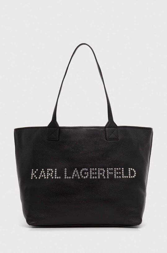 Karl Lagerfeld torebka skórzana mieści A4 czarny 245W3086