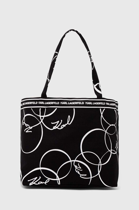 Karl Lagerfeld geanta de bumbac cu modele negru 245W3852